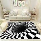 Multicolored unique rug polyester 3D checkerboard area rug easy care pet-friendly indoor rug for living room