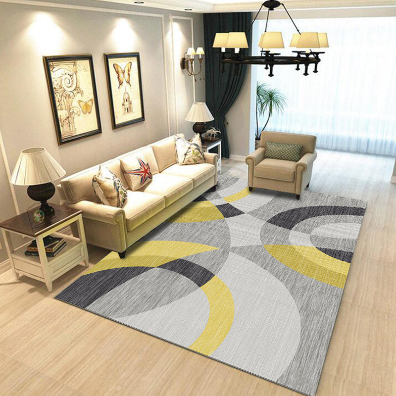 Contemporary Living Room Rug Multicolored Geo Pattern Rug Synthetic Pet Friendly Machine Washable Rug
