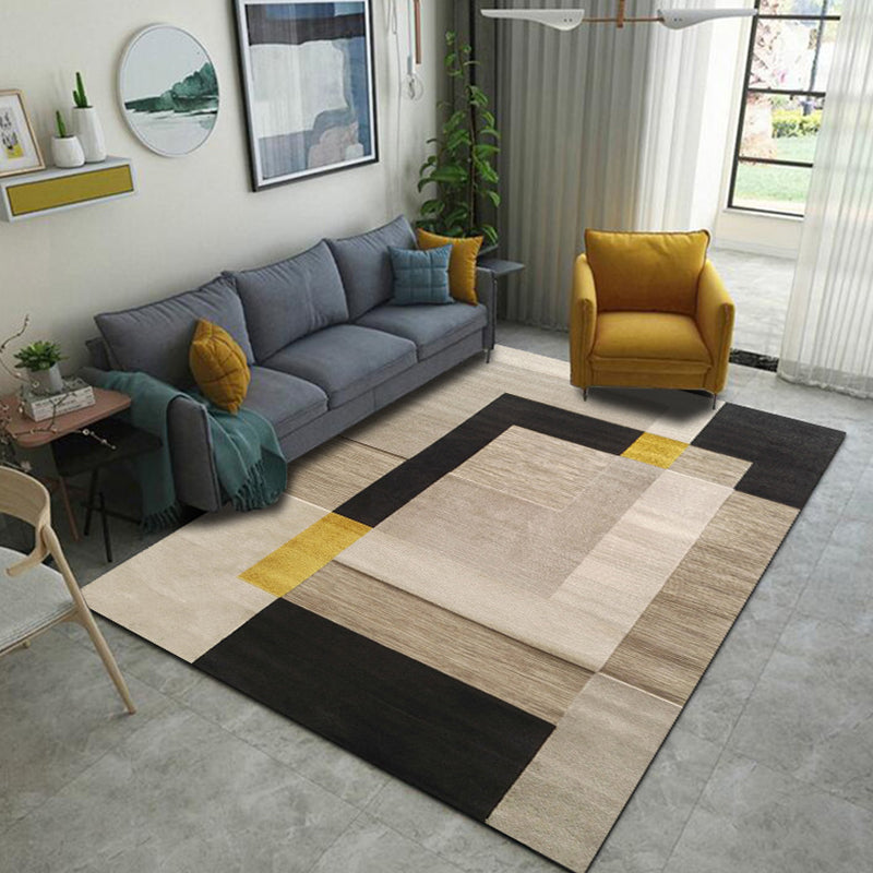 Contemporary Living Room Rug Multicolored Geo Pattern Rug Synthetic Pet Friendly Machine Washable Rug