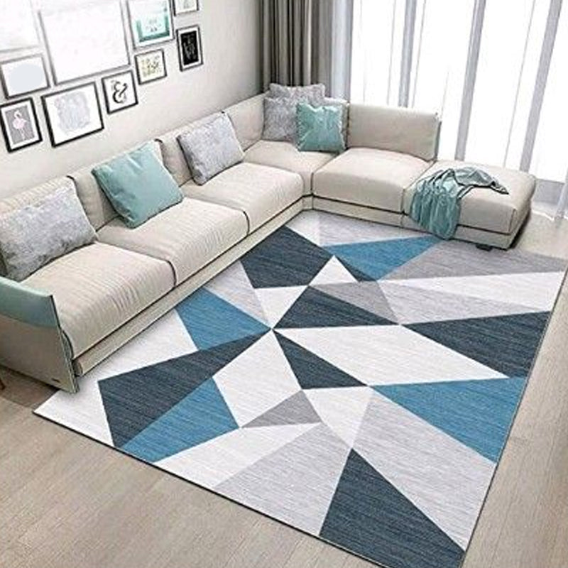 Contemporary Living Room Rug Multicolored Geo Pattern Rug Synthetic Pet Friendly Machine Washable Rug