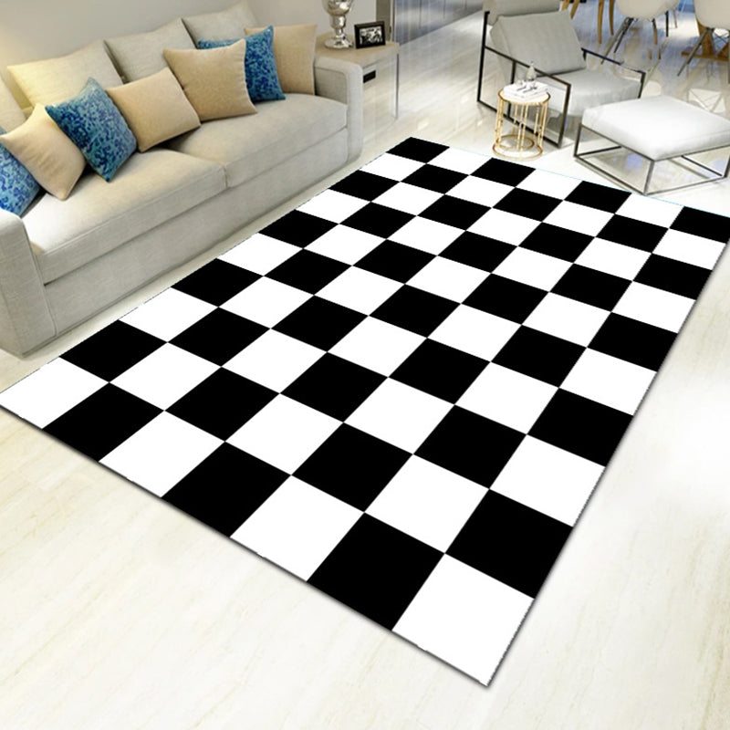 Contemporary Living Room Rug Multicolored Geo Pattern Rug Synthetic Pet Friendly Machine Washable Rug