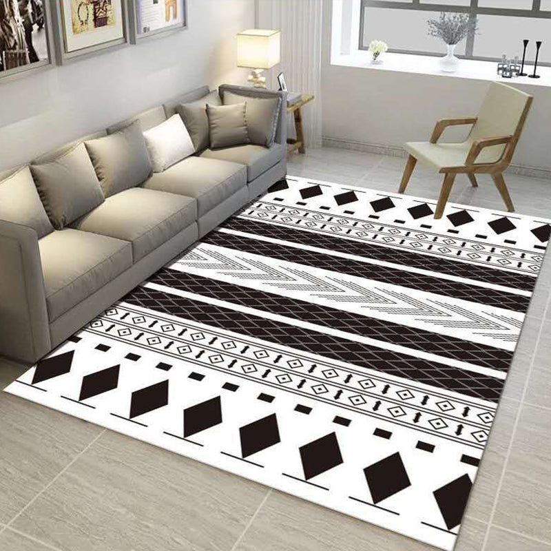 Contemporary Living Room Rug Multicolored Geo Pattern Rug Synthetic Pet Friendly Machine Washable Rug