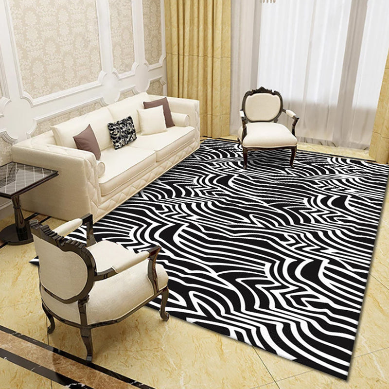 Contemporary living room rug Multicolored geo print rug Polyester pet-friendly easy-care rug