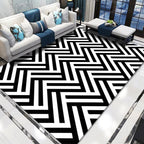 Contemporary living room rug Multicolored geo print rug Polyester pet-friendly easy-care rug