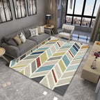 Contemporary living room rug Multicolored geo print rug Polyester pet-friendly easy-care rug