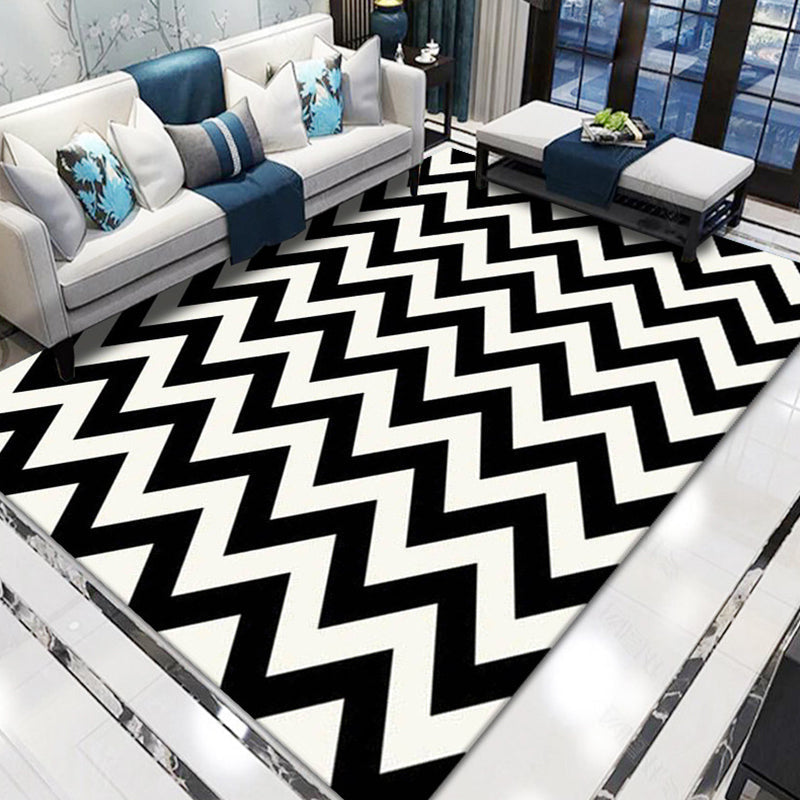 Contemporary living room rug Multicolored geo print rug Polyester pet-friendly easy-care rug