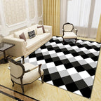 Contemporary living room rug Multicolored geo print rug Polyester pet-friendly easy-care rug