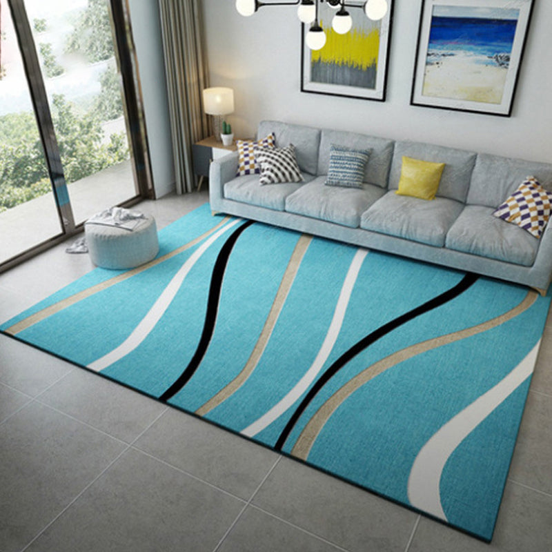 Relaxing striped rug Multicolored polypropylene rug Non-slip backing Washable indoor rug for the bedroom