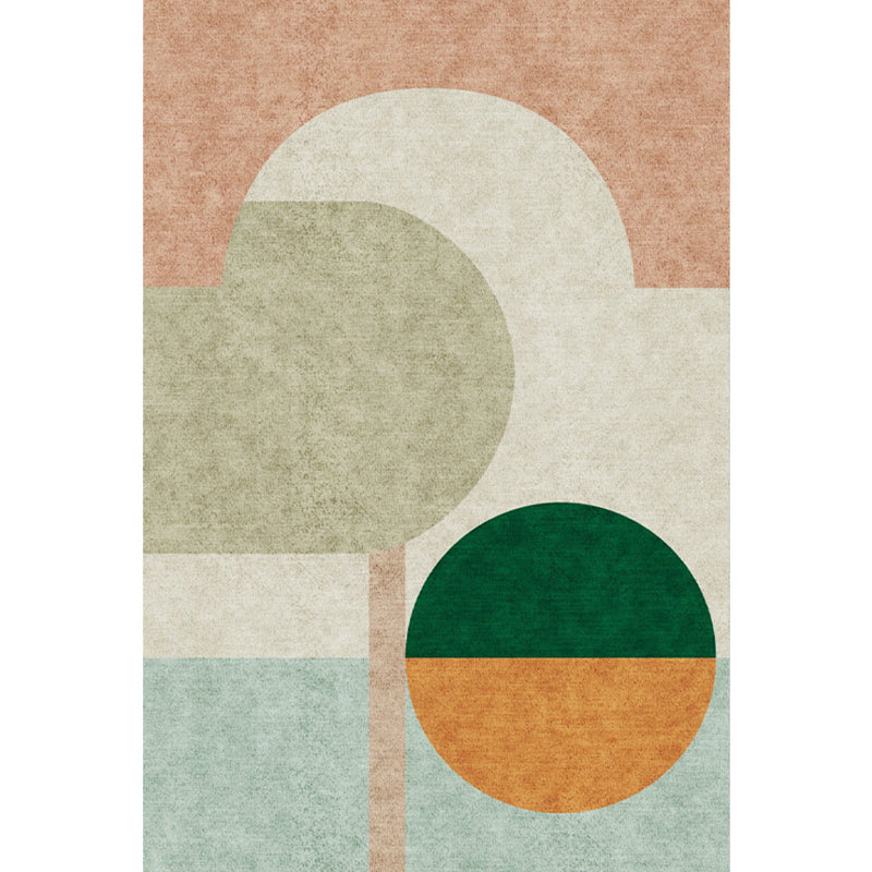 Casual Bedroom Rug Multicolored Geometric Print Rug Polyester Non-Slip Back Stain Resistant Rug
