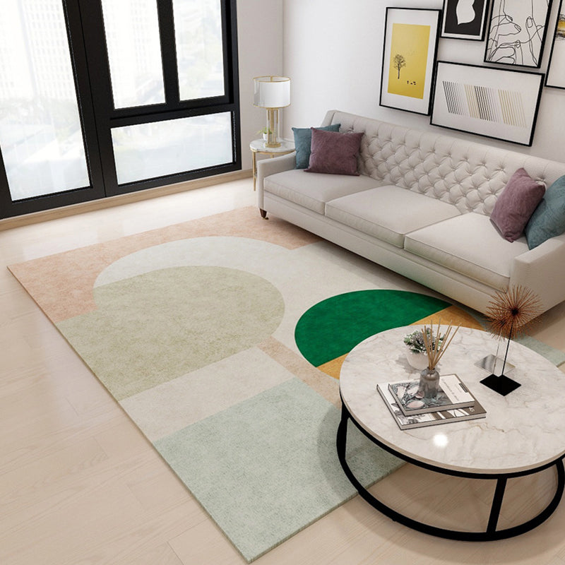 Casual Bedroom Rug Multicolored Geometric Print Rug Polyester Non-Slip Back Stain Resistant Rug