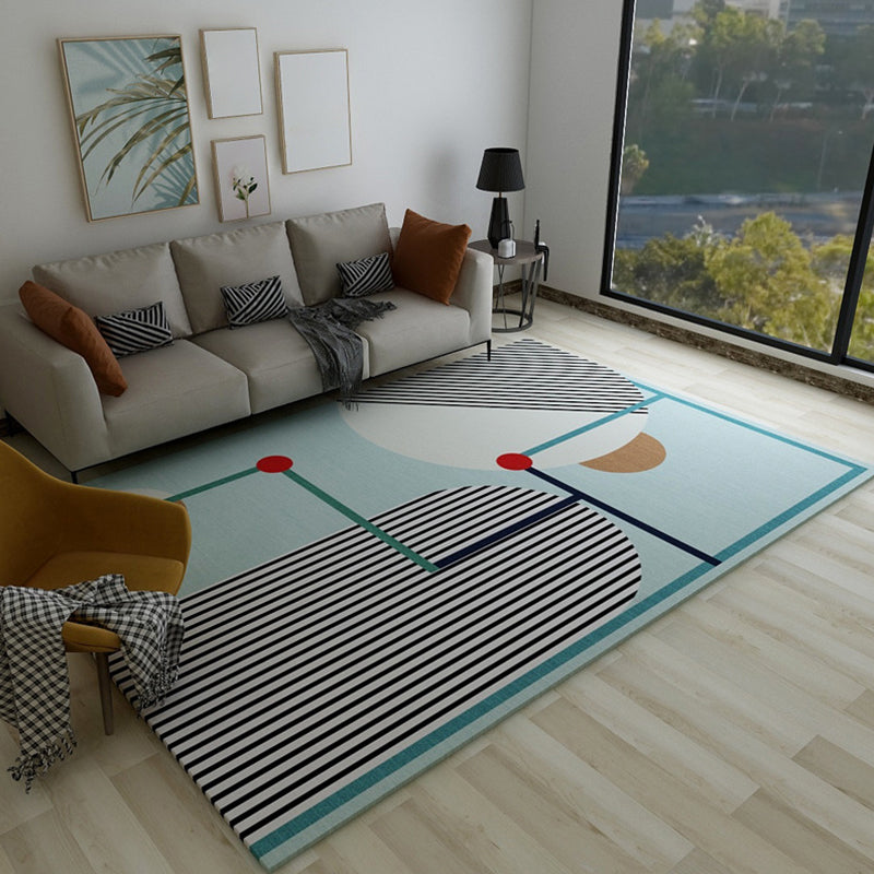 Casual Bedroom Rug Multicolored Geometric Print Rug Polyester Non-Slip Back Stain Resistant Rug
