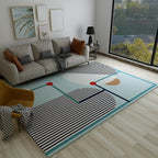 Casual Bedroom Rug Multicolored Geometric Print Rug Polyester Non-Slip Back Stain Resistant Rug