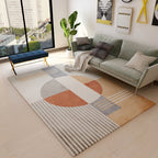 Casual Bedroom Rug Multicolored Geometric Print Rug Polyester Non-Slip Back Stain Resistant Rug