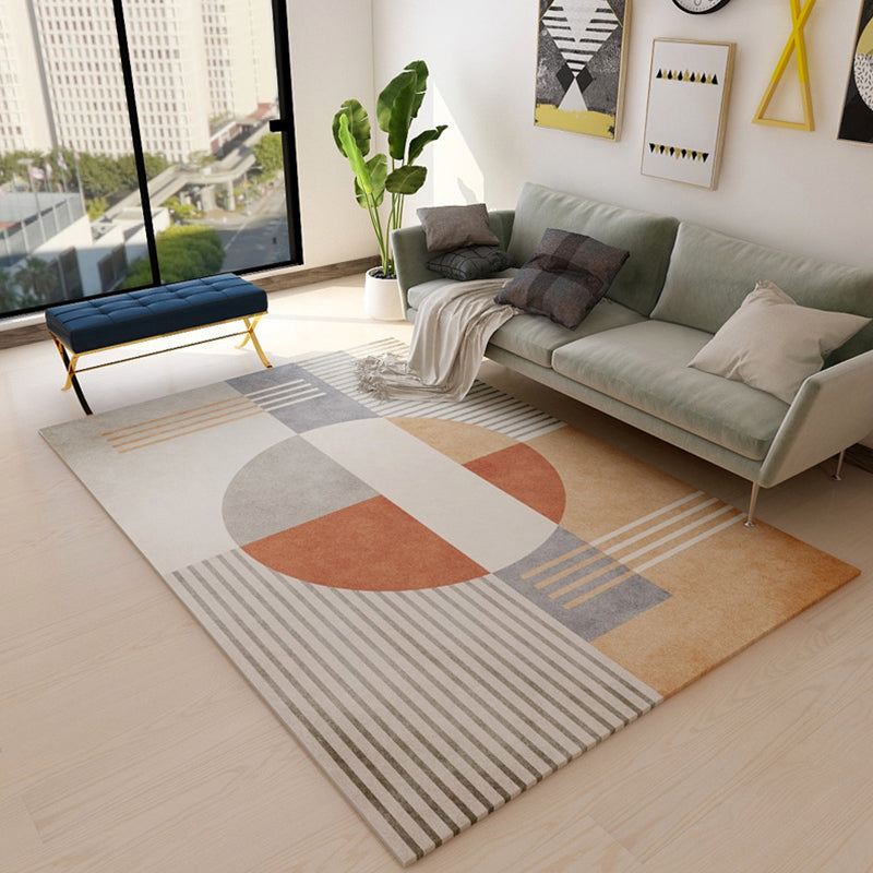 Casual Bedroom Rug Multicolored Geometric Print Rug Polyester Non-Slip Back Stain Resistant Rug