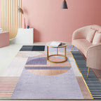 Modern living room rug Multicolored geometric print area rug cotton blend non-slip rug
