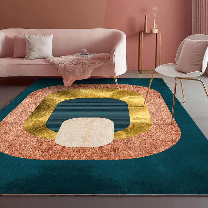 Modern living room rug Multicolored geometric print area rug cotton blend non-slip rug
