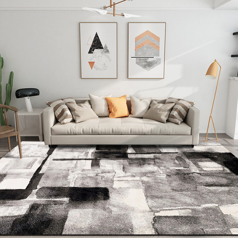 Modern Bedroom Rug Multicolor Abstract Print Area Rug Synthetic Non-Slip Back Machine Washable Rug