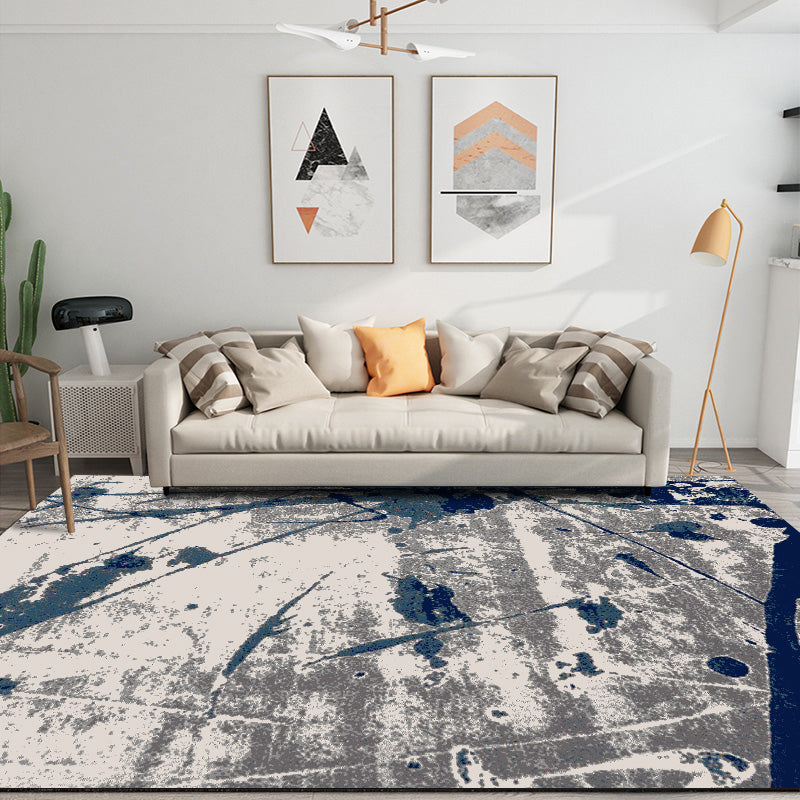 Modern Bedroom Rug Multicolor Abstract Print Area Rug Synthetic Non-Slip Back Machine Washable Rug