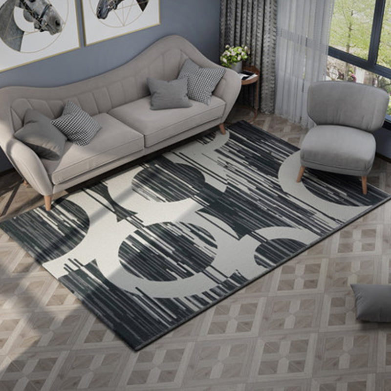 Nordic Living Room Rug Multicolored Abstract Print Area Rug Polyester Easy Care Machine Washable Indoor Rug