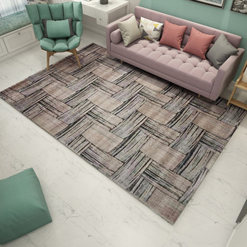 Nordic Living Room Rug Multicolored Abstract Print Area Rug Polyester Easy Care Machine Washable Indoor Rug