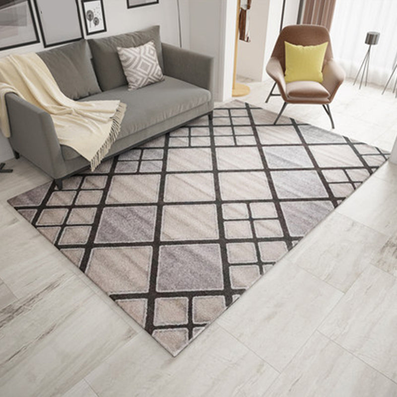 Nordic Living Room Rug Multicolored Abstract Print Area Rug Polyester Easy Care Machine Washable Indoor Rug