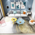 Multicolored natural polypropylene rug with abstract print, easy-care machine washable rug for the room