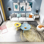 Multicolored natural polypropylene rug with abstract print, easy-care machine washable rug for the room