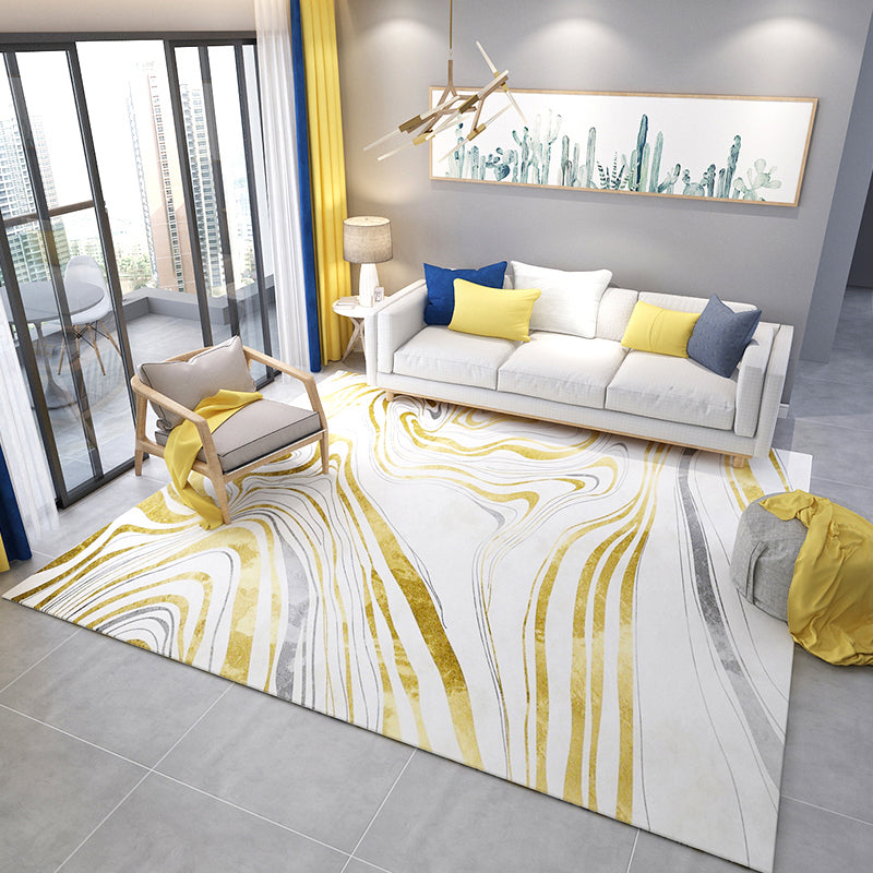 Casual multicolored printed rug made of polyester modern carpet with non-slip backing washable rug for the bedroom
