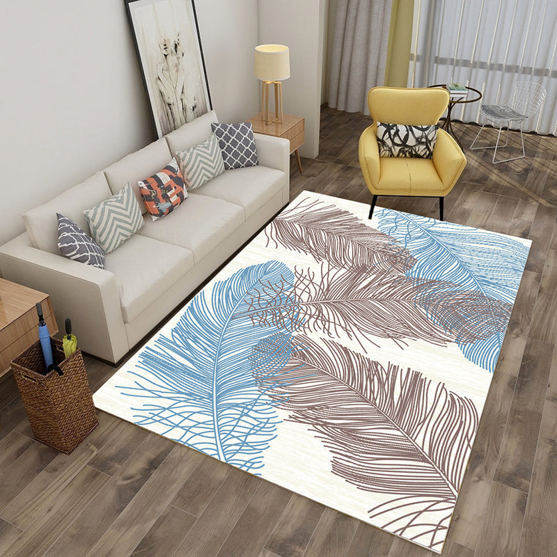 Multicolor tropical rug polyester plant-printed rug non-slip back pet-friendly rug for living room