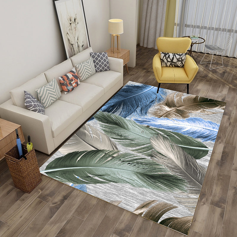 Multicolor tropical rug polyester plant-printed rug non-slip back pet-friendly rug for living room