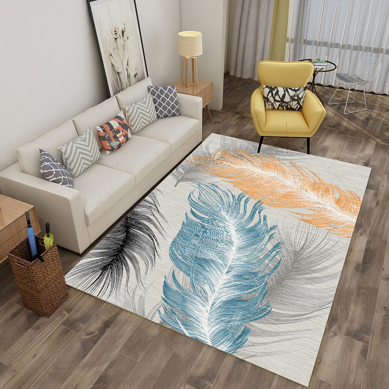 Multicolor tropical rug polyester plant-printed rug non-slip back pet-friendly rug for living room