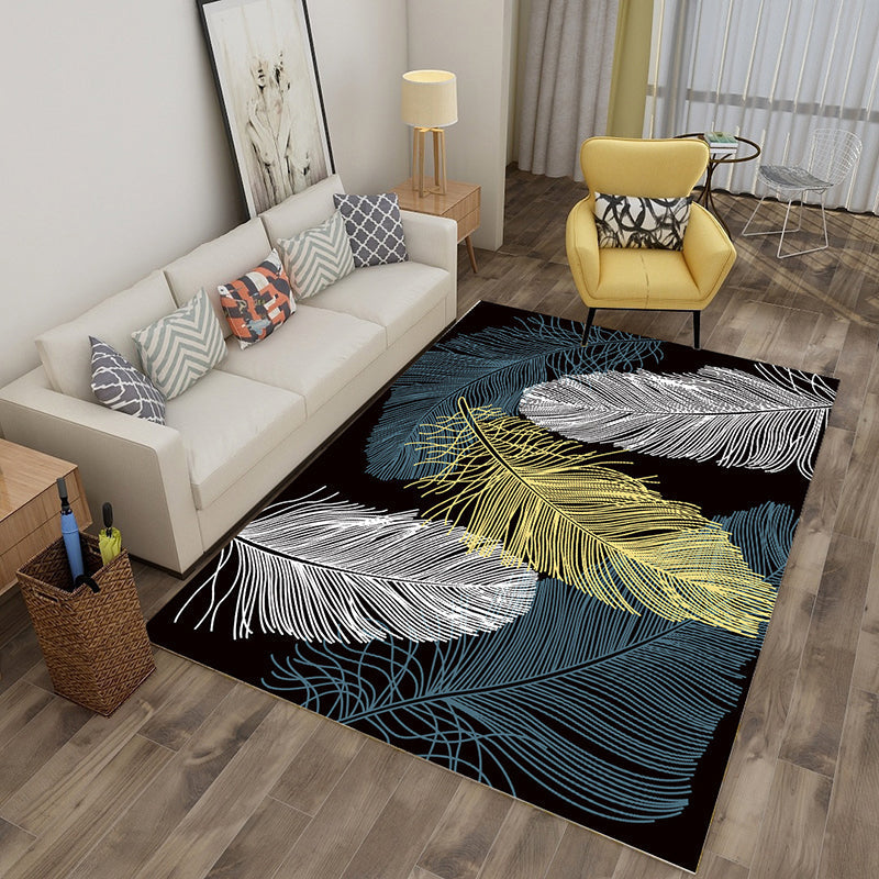 Multicolor tropical rug polyester plant-printed rug non-slip back pet-friendly rug for living room