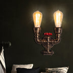 Iron Water Pipe Wall Lamp Rustic Style Restaurant Wall Lighting Fixture in Bronze
