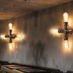 Iron Water Pipe Wall Lamp Rustic Style Restaurant Wall Lighting Fixture in Bronze