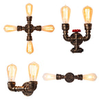 Iron Water Pipe Wall Lamp Rustic Style Restaurant Wall Lighting Fixture in Bronze
