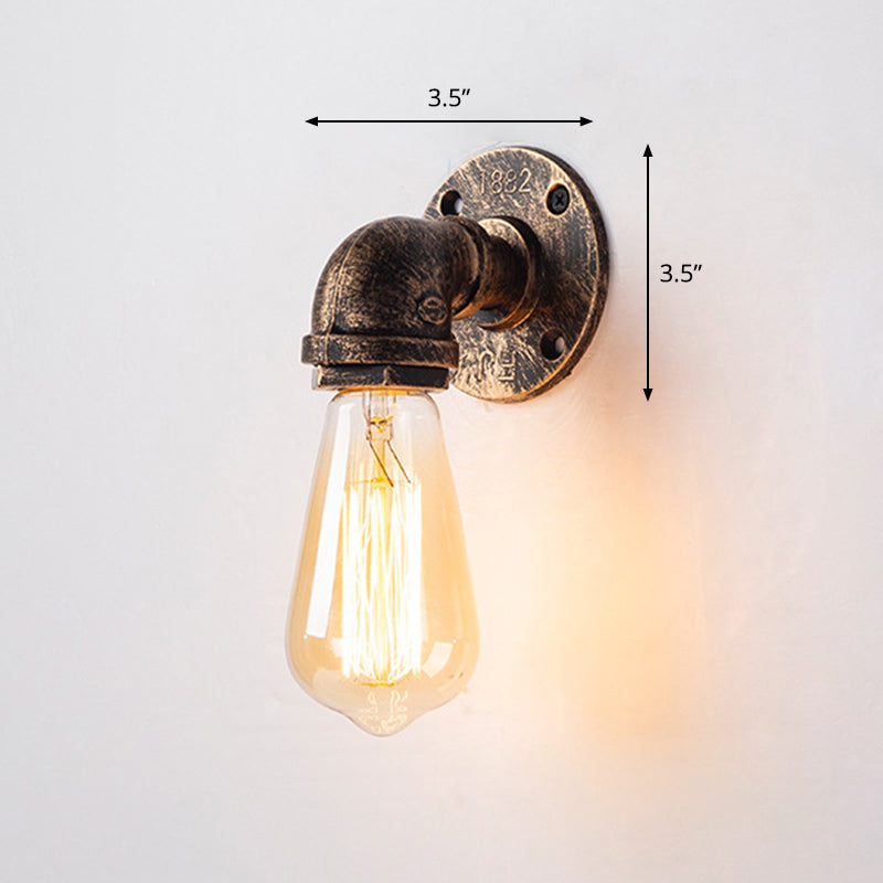 Iron Water Pipe Wall Lamp Rustic Style Restaurant Wall Lighting Fixture in Bronze