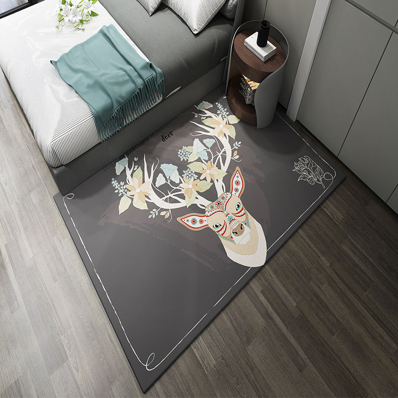 Western garden printed rug Multicolor Polyester rug with non-slip backing Stain-resistant indoor rug for bedroom
