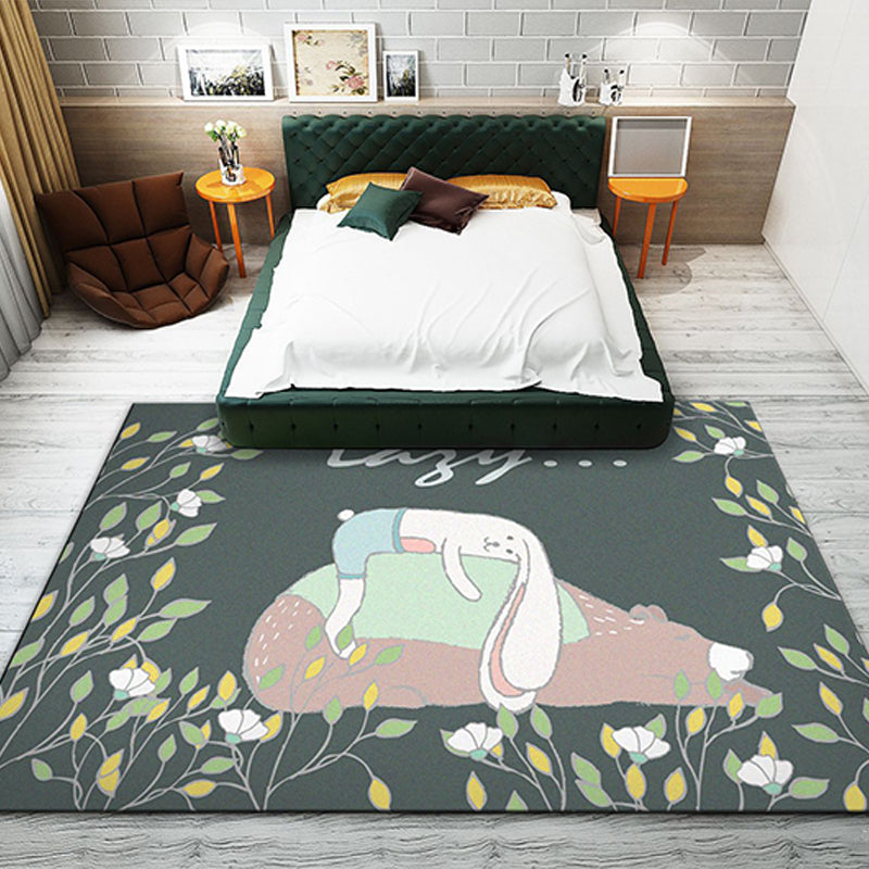 Western garden printed rug Multicolor Polyester rug with non-slip backing Stain-resistant indoor rug for bedroom