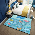 Western garden printed rug Multicolor Polyester rug with non-slip backing Stain-resistant indoor rug for bedroom