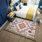 Western garden printed rug Multicolor Polyester rug with non-slip backing Stain-resistant indoor rug for bedroom