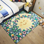 Western garden printed rug Multicolor Polyester rug with non-slip backing Stain-resistant indoor rug for bedroom