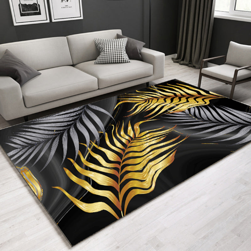 Modern Plant Printed Carpet Multi-Color Polypropylene Area Rug Pet-Friendly Machine-Washable Rug for Room