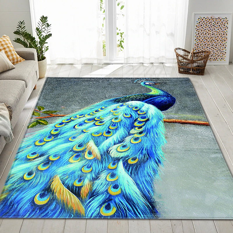 Modern Children's Room Rug Multi-Color Animal Area Rug Polyester Pet-Friendly Non-Slip Washable Rug