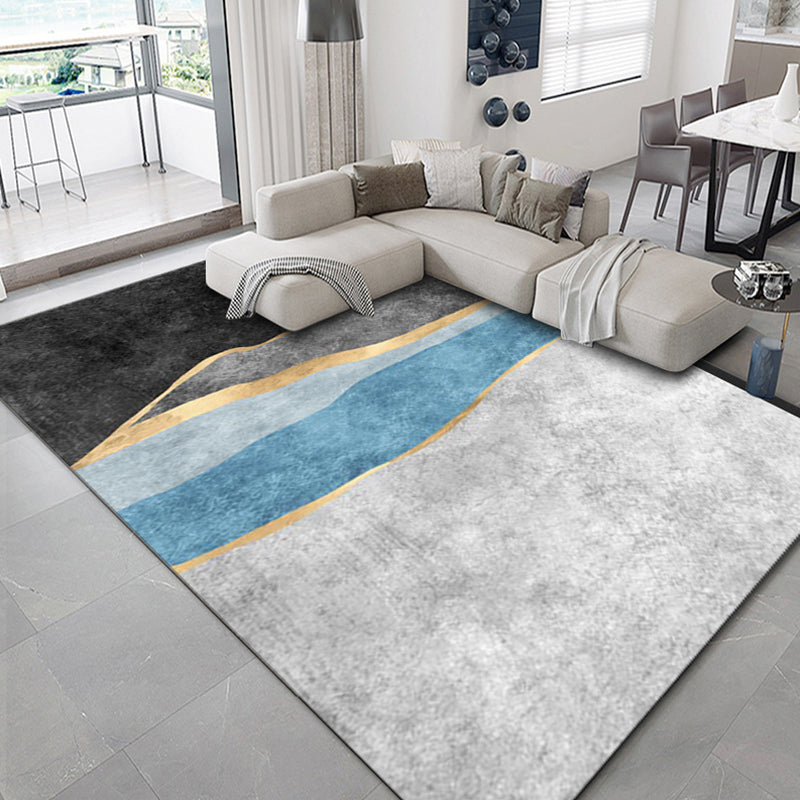 Luxurious geometric print carpet Multicolored synthetic carpet with non-slip backing pet-friendly carpet for the living room