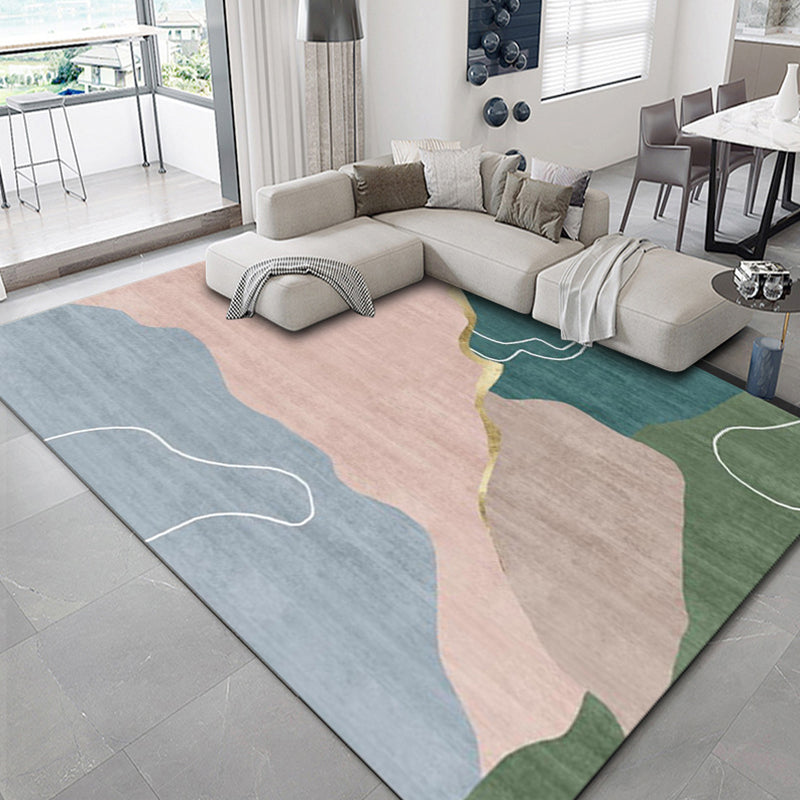 Luxurious geometric print carpet Multicolored synthetic carpet with non-slip backing pet-friendly carpet for the living room