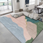 Luxurious geometric print carpet Multicolored synthetic carpet with non-slip backing pet-friendly carpet for the living room