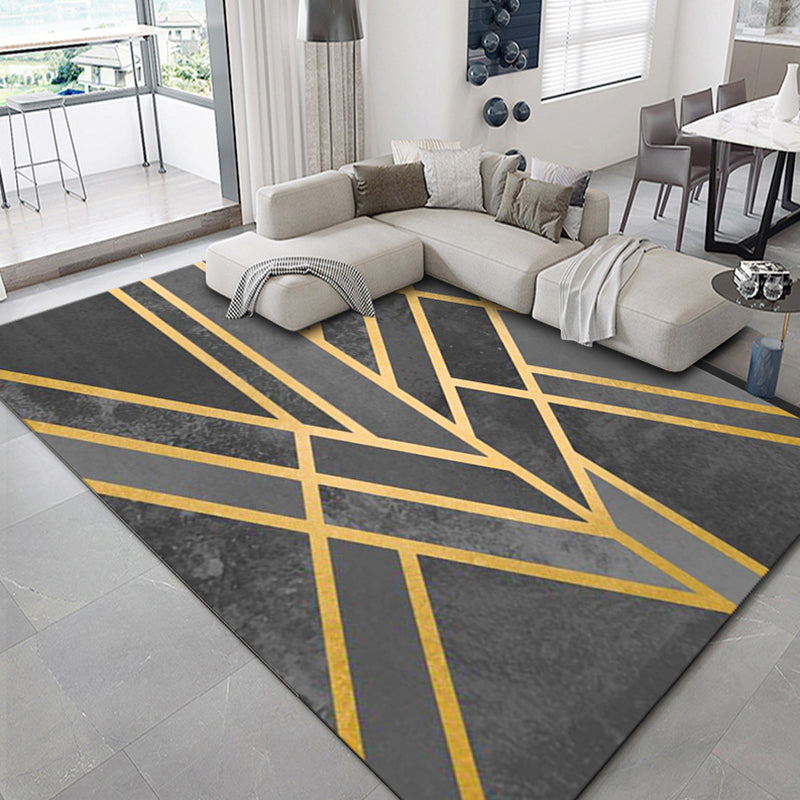 Luxurious geometric print carpet Multicolored synthetic carpet with non-slip backing pet-friendly carpet for the living room