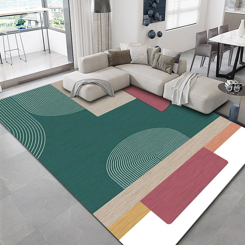 Luxurious geometric print carpet Multicolored synthetic carpet with non-slip backing pet-friendly carpet for the living room