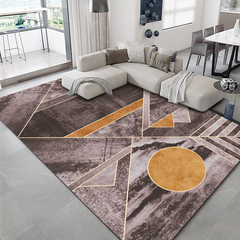 Luxurious geometric print rug Multicolored synthetic rug with non-slip backing pet-friendly rug for the living room