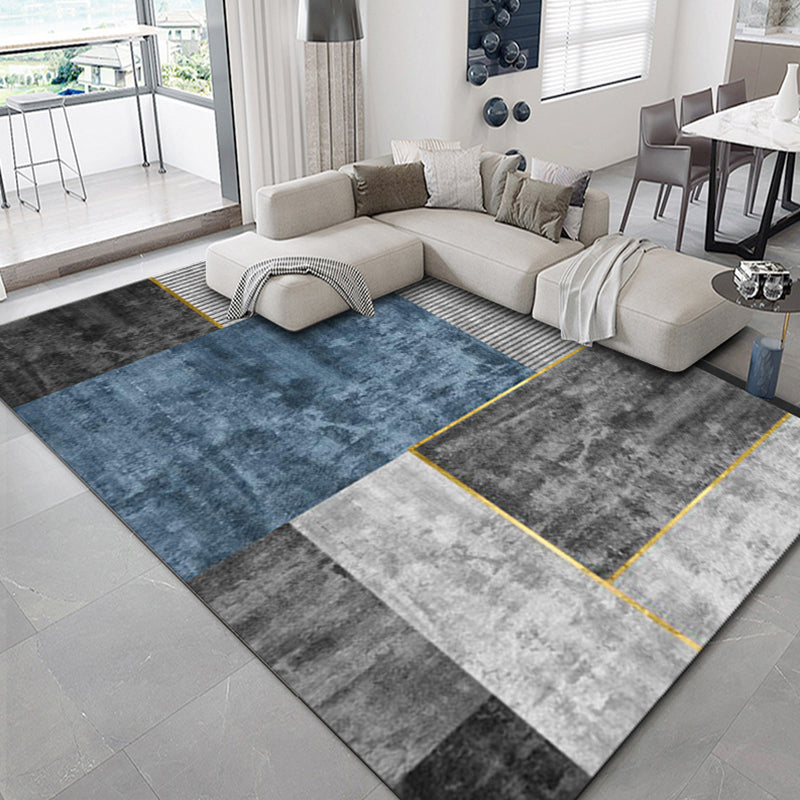 Luxurious geometric print carpet Multicolored synthetic carpet with non-slip backing pet-friendly carpet for the living room
